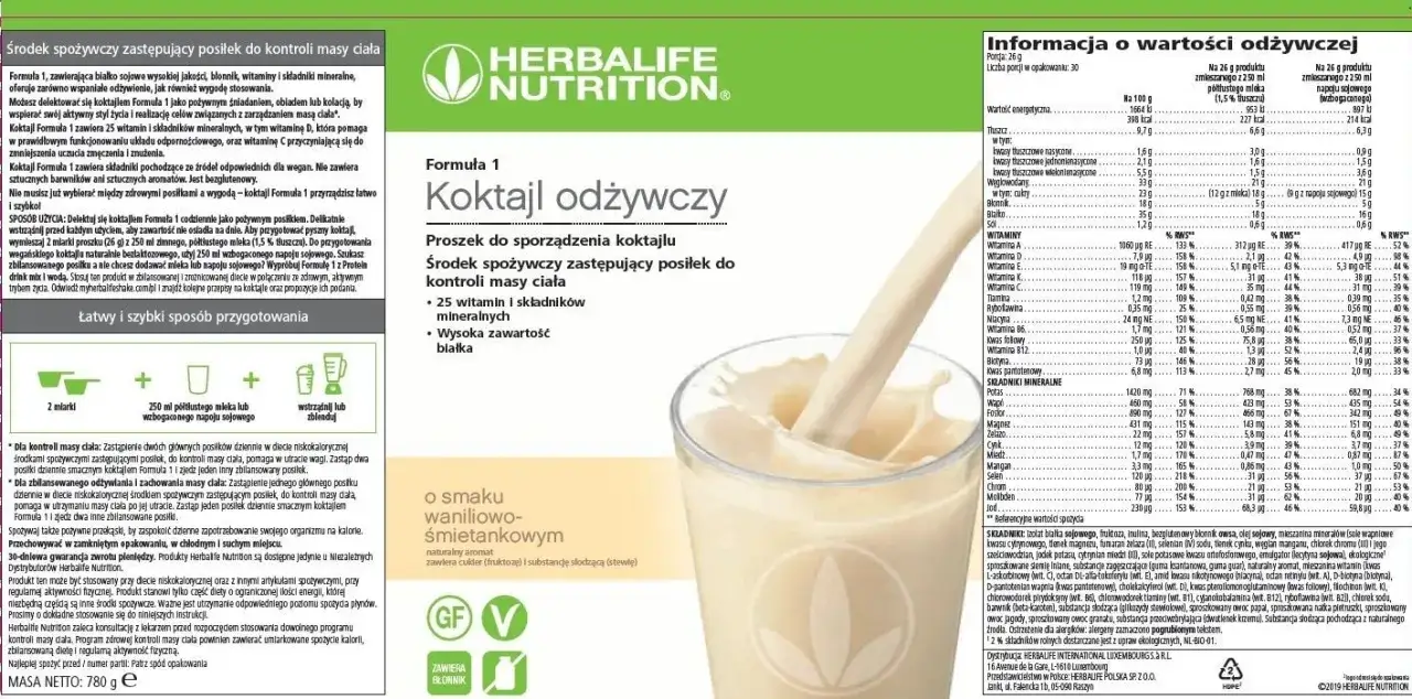 skład koktajlu herbalife nutrition infografika