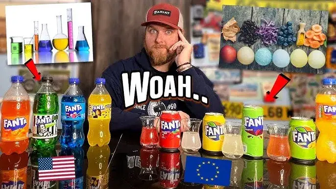 etykiety napojów Fanta Lemon z różnych krajów, porównanie